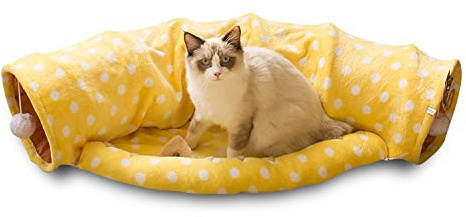 PETCUTE Katzentunnel Katzenbett katzentunnel rascheltunnel Faltbarer katzenspielzeug Katzen Tunnel für große Katzen