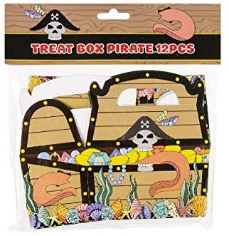 Schnooridoo 12 x Treat Box Pirat Seeräuber Schatzkiste Gastgeschenk Geschenkbox Kindergeburtstag