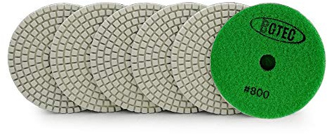 BGTEC 100mm nasser Diamant Polierpads Satz 6 Stücke Körnung 800 Pads Bausatz für Granit Marmor Stein Quarz Fliesen Beton