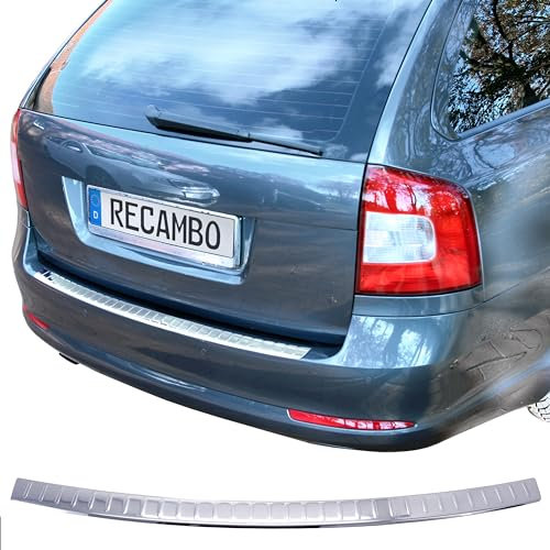 Recambo | Protector de Parachoques Trasero | Compatible con Skoda Octavia II Combi | 2005-2013 | Acero Inoxidable Cromado | Protección Borde de Carga