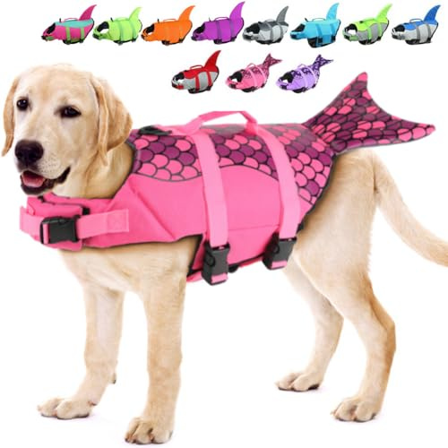 EMUST Giubbotto Salvagente Cane, Ristop Salvagente per Cani, Leggero Giubbotto Salvagente per Cani, Rosa M