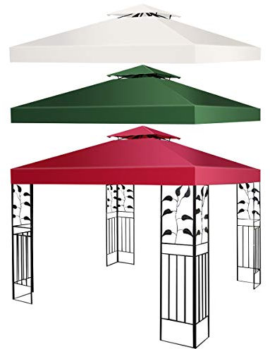 GOPLUS Ersatzdach für Pavillon 3x3m wasserdicht, Pavillondach Ersatzbezug Schutzhaube Dachplane Pavillionplane für Garten Pavillon (Weinrot, Doppeldach)