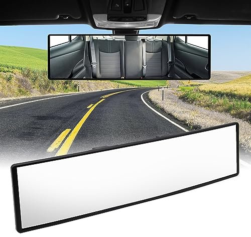 Hossom Auto Rückspiegel, Innenspiegel Auto, Auto Panorama Innenspiegel, Autospiegel Große Vision Weitwinkel Panorama Rückspiegel Universal Auto Spiegel für Auto SUV CRV Vans Trucks (285mmx70mm)