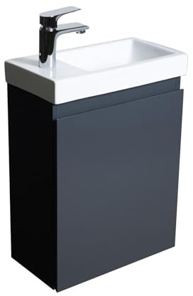 Meuble Lave-Mains Lisa Gris Anthracite + Robinet chromé