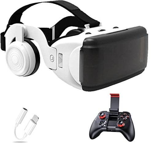 Gafas de Realidad Virtual, 3D VR Gafas con Controlador Bluetooth para Juegos Visión Panorámico VR Glasses para iPhone 13 Pro Max/13 Pro/13/12/11, para Samsung Galaxy S21, Huawei, Xiaomi