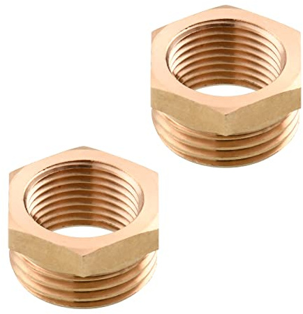 Tecmolog 2 Stück Reduzierstück Gewindefitting Messing Adapter IG 3/8 auf AG 1/2 für Verbindungsschlauch, SBA025-2