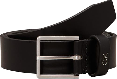 Calvin Klein Uomo Cintura Formal Plaque Belt 3.5 cm Cintura in Pelle, Nero (Ck Black), 100 cm