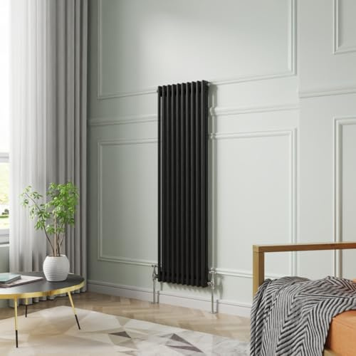 NRG Radiateur traditionnel 2 colonnes vertical en fonte 1500 x 470 mm Noir