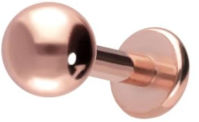 PIERCINGLINE Titan Labret mit Gewinde KUGEL Piercing Nase Lippe Ohr Tragus Helix Medusa Roségoldfarben 4 x 1,6 x 6 mm