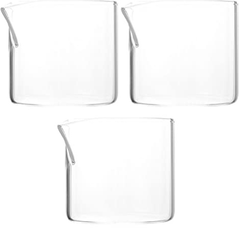 BESTonZON 3 jarras de cristal pequeñas para leche, jarra de leche, de cristal transparente, de, de 60 ml