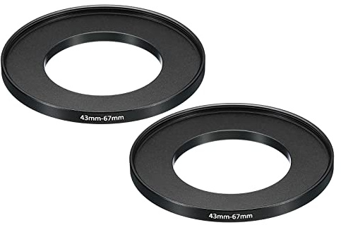 PATIKIL 43mm-67mm Métal Étape Haut Anneau, 2 Paquet Appareil Photo Lentille Filtre Adaptateur Anneau Aluminium Filtre Adaptateur Anneau pour Caméra Objectifs Capuche, Noir