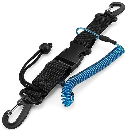 HASLED Spiralkabel Tauchen mit Edelstahlkern, Spiralkabel mit Karabiner Tauchen, Tauchen Ausrüstung Lanyard mit Schnellverschluss, Blau Tauchen Federspule für Tauchen, Schnorcheln Klettern