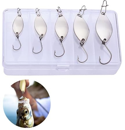 OriGlam 5 Stück Angelköder für Angelköder, Crankbaits, Angelköder aus Metall, Baits Spinner, Spinnerbait für Trout Pike Bass (Silber)