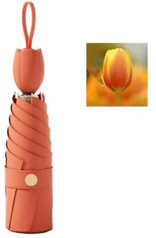 Mini Sun Travel Umbrella Tulip handle Coating Layer Fabric Blocking/anti UPF 50 UV Protection 99.9% Compact Folding Purse Umbrella/Lightweight Small Portable BackpackMen Women Kids/Rain/ Sun/Travel