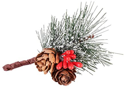 PRETYZOOM 6st Künstliche Rote Frucht Grünes Dekor Tannenzapfen Rot Krippenzubehör Roter Beerenkranz Zweige Für Weihnachten Kiefernstämme Falscher Tannenzweig Geschenkbox