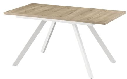 B&D home Esstisch Sven, ausziehbar 120-160 x 80 cm, 4-6 Personen Küchentisch Holztisch mit Metallgestell für Esszimmer, Küche, skandinavisch Industrial Design, Sandeiche Optik, 11202-FW-EISA-P