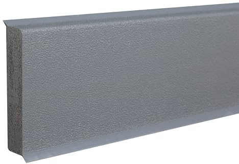 PROVISTON - Battiscopa in plastica, 12 x 60 x 2500 mm, in schiuma rigida in PVC, colore grigio, da incollare, viti e chiodi, 25 pezzi