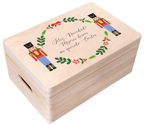 Creative DECO Caja Regalo para Navidad Personalizado - Cascanueces | Regalo Original de Madera | Texto Personalizado Deseado Idea de Regalos Navideños | Para Mujeres, Hombres y Parejas