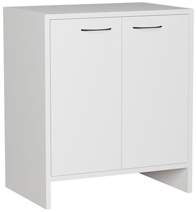 MARAND Freistehender Badschrank - 60 cm breit mit Regalböden - Moderner und Platzsparender Aufbewahrungsschrank für das Badezimmer - Perfekt für zusätzliche Stauraum - Farbe: Weiß Matt