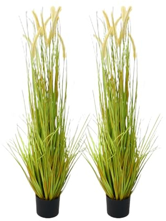 Zstar 2 Stück Künstliches Pampas Gras im Topf, 120cm Groß Realistische Fuchsschwanzgras Pampasgraspflanzen, Groß Kunstgras Grünpflanze für Zimmer, Büro Dekoration