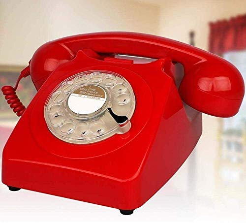 HPTHLY Home Phone Vintage Telephone Retro Style Phone Classic Desk Phone with Rotary Dialler Rotary Dial Disc Retro Telephone in The Sinuous Style of The Retro Landline Phone