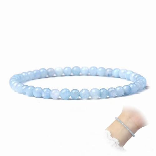 Biglumin 4MM Aquamarin armband Naturstein armband Heilstein Armband Edelsteinarmband Glücksarmband Perlenarmband Bracelet Perlen Modeschmuck Für Beste Freundin,Verwandten,Kollegen,Nachbarn schenken.