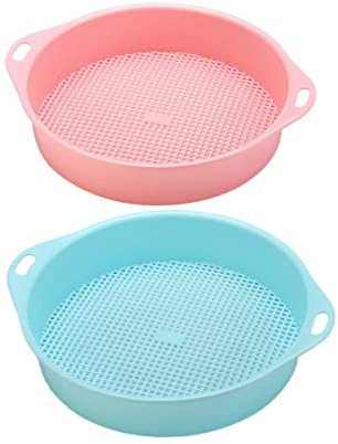 KONTONTY 2stücke Teiliges Plastisches Gartensieb Mit Griff Leichtes Langlebiges Erdsieb Für Kompost Feinmaschiges Durchwurfsieb Für Sand Steine Balkon Mini-Gartenarbeit Praktische Gartenhil