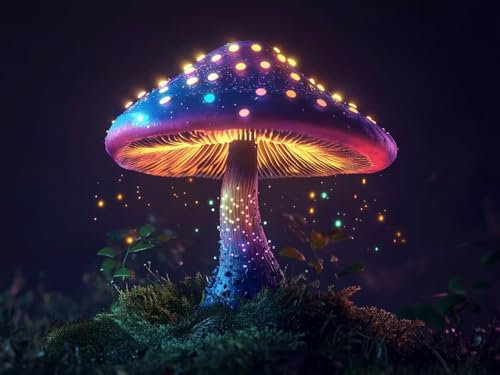 Paint by Numbers for Adults mushroom, Luminescence Painting by Numbers for Adults with Frame 17.7X23.6INCH Canvas Large, DIY Paint by Numbers Craft Kits for Adults UK, Home Wall Decor, Size 45X60CM