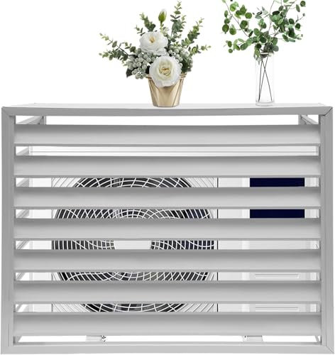 KEJIAWU Robuste Klimaanlagen-Abdeckung for Außen, Sichtschutz aus Aluminiumlegierung, Klimaanlagen-Zaun - Verstecken von Poolpumpen und Mülltonnen(White,2-3P:110X60X80)