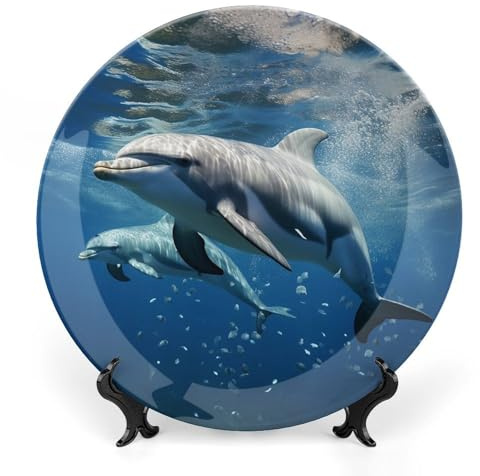 HETVBNS Assiette décorative en porcelaine anglaise avec support de présentation - Décoration murale - 17,8 cm