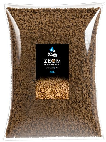 ZOMA ZEO - Zeolite per Piante professionale 3/7mm, Inerte naturale per substrati, Zeolite per agricoltura Drenante, Ossigenante e Anti-Ristagno, Zeolite per orto Estratta e prodotta in Italia - 35 l