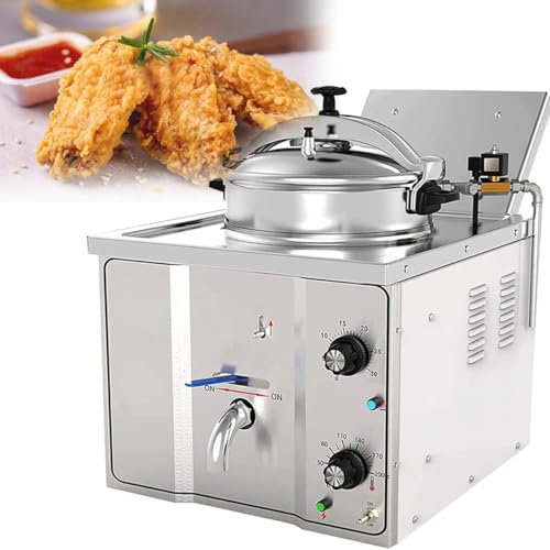 YYJYZH Estufa de Pollo Frito de Alta presión 3000W Acero Inoxidable 16L, freidora de presión eléctrica Comercial, freidora de Cocina, para Restaurante Snack Bar