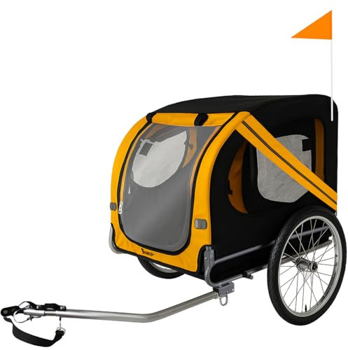 Purlov Remorque de vélo pour chien jusqu'à 40 kg, avec ceinture de sécurité, moustiquaire, housse de pluie, pneus 20 et cadre en acier