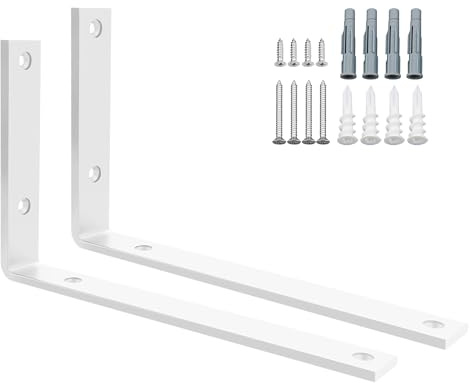 SAYAYO 2 Pcs Équerre Étagère Murale Métal 5MM Épaisse 250 * 150mm Blanc | Supports Étagère Murale à Angle Droit de 90°, Étagère Charge Lourde Fixation Flottante Support pour Salon Chambre Cuisine