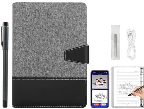 Digital Notebook Drawing Tablet with Smart Pen, Real-Time Syn for Digitizing, Convert to Text,Storing and Sharing Paper Notes, Electronic Writing Board Compatible with Smartphone Tablet,gray A