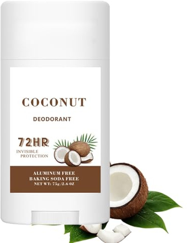 Coconut Scented 72HR Invisible Protection Solid Deodorant Stick For Whole Use - Aluminum Free Baking Soda Free Natural Freshness Long Lasting Odour Control For Men And Women Daily Personal