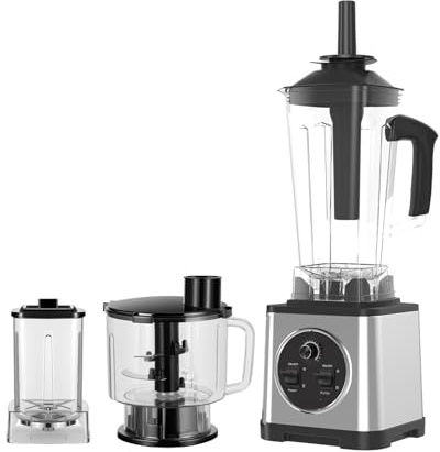 Batidora profesional 3 en 1 para casa, 6000 W, batidora batida, 3 tarros (2,5 l/2 l/0,8 L), 15 velocidades, cuchillas de acero inoxidable, para batidos, helados picados, jugo y molienda de semillas