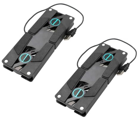 LABRIMP 2 Pezzi Base di Raffreddamento a Doppia Pieghevole USB Antiscivolo per Laptop Notebook Cooler Pad Portatile Abs Black