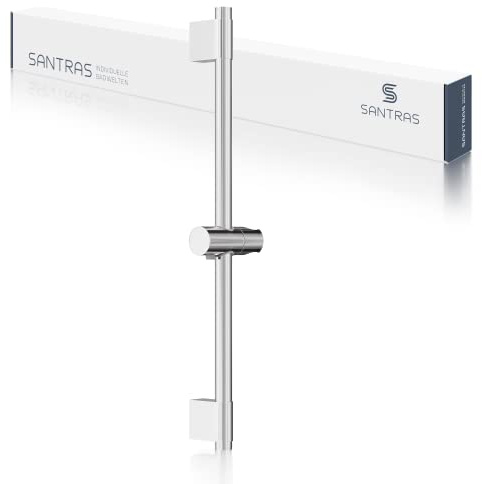 SANTRAS® Brausestange 100 cm Chrom – Duschstange mit verstellbarer Duschhalterung & Brausehalter | Die Duschstangenhalterung mit einer flexiblen Wandbefestigung für vorhandene Bohrlöcher