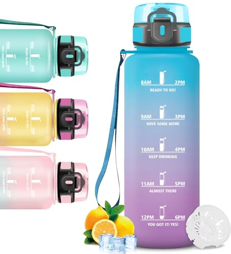 Mujigaga Borraccia Motivazionale 1,5l, Borraccia Palestra, Bottiglia Senza Perdite, Facile da Pulire, Boraccia con Orari Per Bere, Facile da Trasportare, Boraccia per Bicicletta, Fitness, Yoga