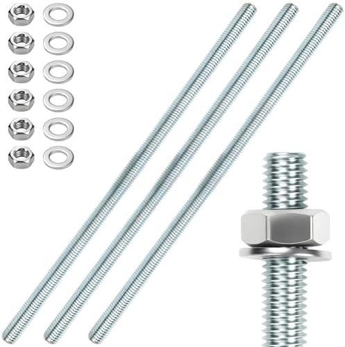 2 Stk Gewindestange M16 Gewindestangen M16X300mm Gewindestab Gewindebolzen Verzinkter Stahl Gewindestifte Blaues Zink Gewindestäbe mit 4pcs Sechskantmutter 4pcs M16 Unterlegscheiben