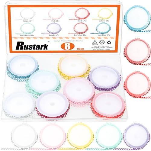 Rustark 8 Stück 1 m/39,37 Zoll bunte Schmuckherstellungsketten Sortiment Halskettenketten Metall Twist Kettenglieder Schmuck Kette Link Kabel Kettenrolle für DIY Bastelarbeiten Armbänder
