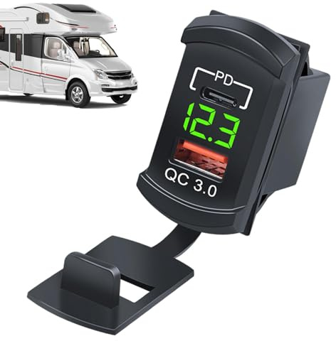 Presa di corrente di carica – Porta di ricarica QC PD, doppio adattatore USB, alloggiamento impermeabile, interfaccia display a LED | Ideale per, stazioni di corrente automobilistiche