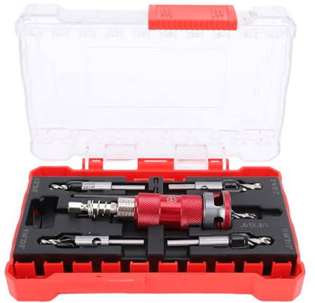 Yechiry Broca Avellanadora de Profundidad Ajustable Juego de Brocas Avellanadoras con Tope de Profundidad Semiautomático con Vástago Hexagonal para Carpintería Orificios Avellanados de