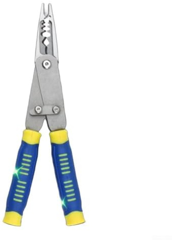 Pince multifonction robuste avec pointe aiguille pour les espaces restreints, prise en main à nez plat, bords coupants et trous de dénudage pour une utilisation électrique et générale