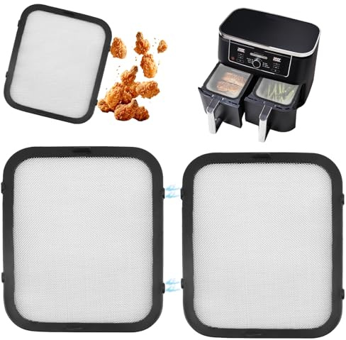 2 Stück Magnetischer Spritzschutz für Airfryer Ninja Foodi Max Dual Zone AF400EU & AF451EU, Edelstahl Spritzschutz Heißluftfritteuse für Ninja Zubehör, Feinmaschiger Fettspritzschutz mit Silikon Außen