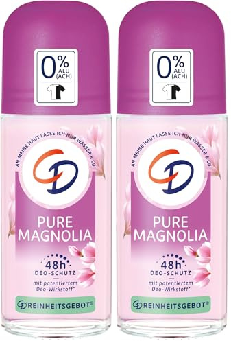 CD | Deo Roll-on Magnolie | Deodorant ohne Aluminiumsalze | Langanhaltender Schutz für 48 h | Veganes Hautpflegeprodukt | Für empfindliche Haut geeignet | 50ml (Packung mit 2)