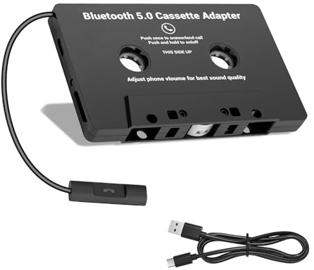 Adaptador de Casete para Coche de BT 5.0, Jaxiyun Receptor de Casete de Coche de Audio, Adaptador de Casete AUX a Bluetooth con Manos Libres Incorporada para Llamada