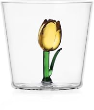 Ichendorf Milano Tumbler Tulipano Giallo, Collezione Botanica, 30 cl, Vetro Borosilicato, Fatto a Mano