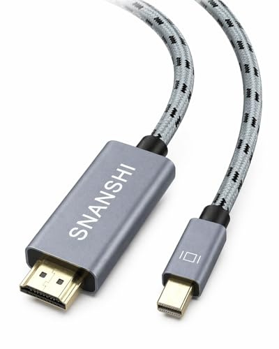 SNANSHI Mini DisplayPort a HDMI Cable 1.8M 2K 60Hz 1080P 120Hz Nylon Trenzado Thunderbolt 2 a HDMI Adapter Compatible con MacBook Air Pro Surface Pro 3 4 5 6 iMac Monitor Proyector